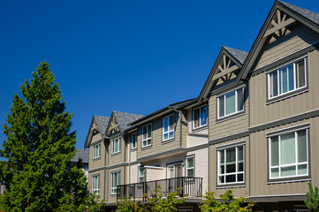 Modern apartment buildings in Richmond, British Columbia, Canada.