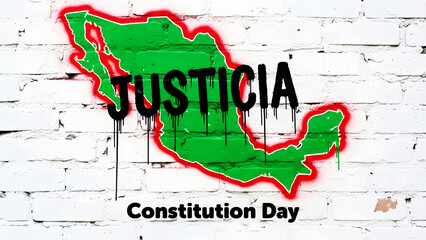 Mexico constitution day graphic with mapa and justicia text