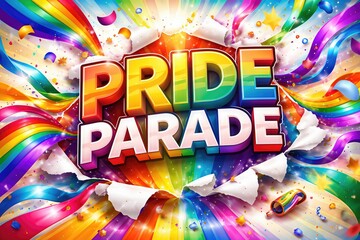 Celebrating diversity and inclusion at a vibrant pride parade with dynamic colors and uplifting atmosphere radiating joy and acceptance through a celebratory burst of colors