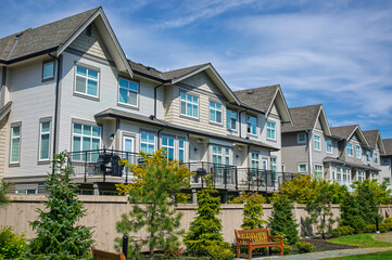 Modern apartment buildings in  Ricchmond, British Columbia, Canada.