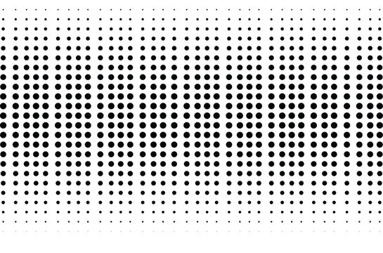 Art & IlluAbstract black and white halftone dot pattern vector background with geometric gradient circles texture and modern monochrome fade design illustration.stration