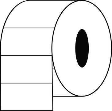 Thermal label sticker paper roll line image on white background