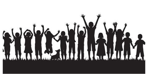 silhouettes of people in the grass