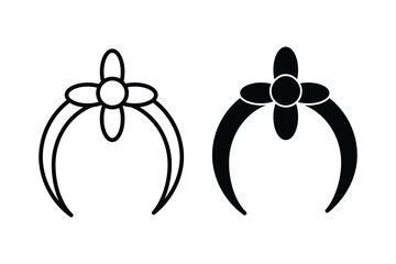 Hair Band Icon Feel Color and Outline Set for Beauty, Fashion Accessories, Hairstyle Styling, Cosmetic Design, and Personal Care Graphics.