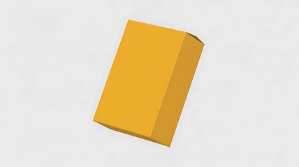 Simple solid yellow rectangular box mockup floating against a clean white background for product presentation or branding
