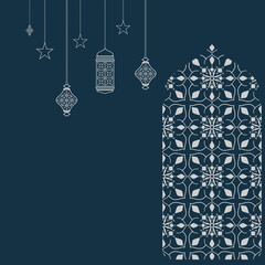 Ramadan and Eid al-Fitr theme design, Islamic background with. Vector illustration