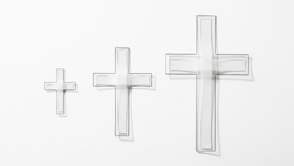 Three crosses of varying sizes