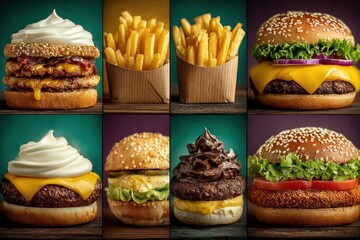 Collage of various popular fast food products