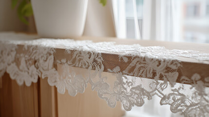 White lace decorative textile detail for home interiors
