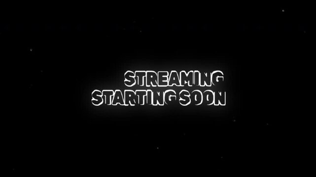 4k stock | Streaming starting soon retro film effect blur intro screen broadcast glitch neon.