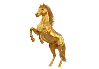 Golden horse isolated on white