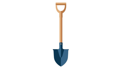 A simple illustration of a blue gardening shovel with a wooden handle © MD BAPPY