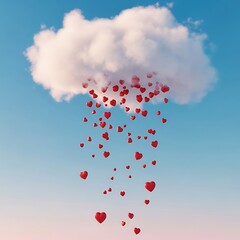 Raining Hearts from a Fluffy White Cloud &ndash; Romantic Surreal Fantasy Concept Art