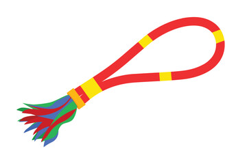 Red Mongkon with Colorful Streamers