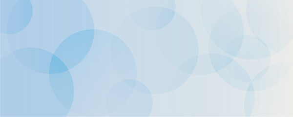 Abstract Blue and White Gradient Background with Overlapping Transparent Circles. Futuristic background with soft clouds or blue bubbles pattern. Vector illustration.
