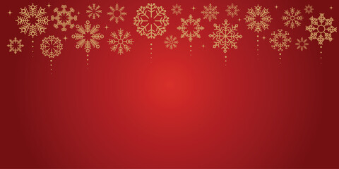 Red abstract background with luxurious and festive gold fireworks decoration. Modern New Year style background design. Vector illustration vol. 2.