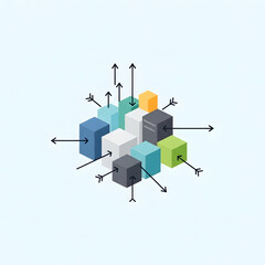 3D blocks with arrows business concept.