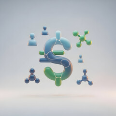 Network connections around dollar sign symbol.