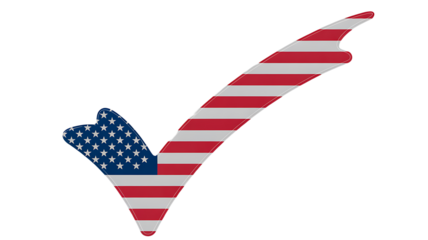 American flag checkmark symbol representing patriotism and national approval
