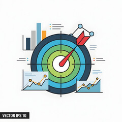 Business target with graphs and charts.