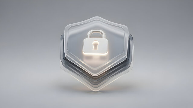 Digital security padlock on shield icon. - Powered by Adobe