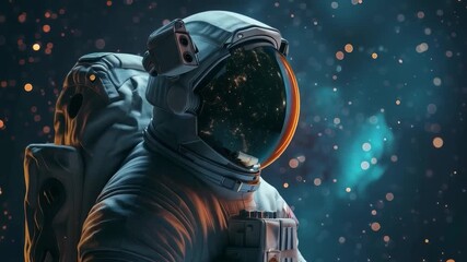 An astronaut in outer space among stars and galaxies embodies dreams of the unknown, providing the perfect backdrop for scientific projects or futuristic presentations.
 - Powered by Adobe