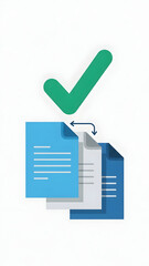 Green check mark on documents icon.