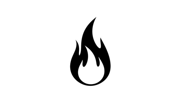 Black flame icon on a white background