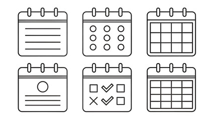 Set of modern calendar icons for organization and planning purposes