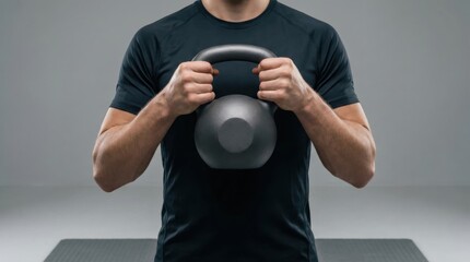 Person gripping kettlebell during strength workout