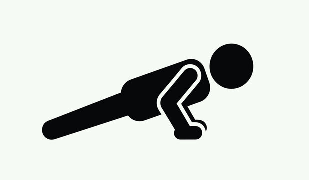 Silhouette of a person performing a push up exercise in a simple style