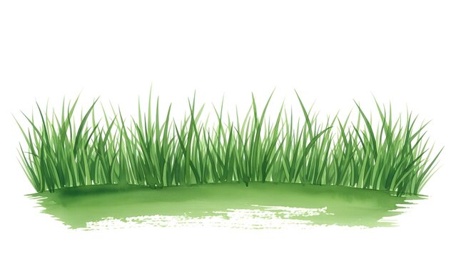 Hand drawn illustration of green grass by water's edge