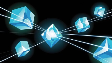 Abstract Data Network with Interconnected Cubes and Light Beams
