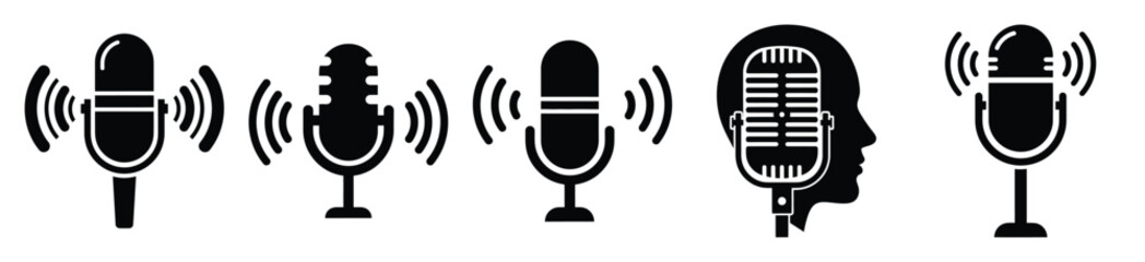 Isolated microphone voice on the white background.