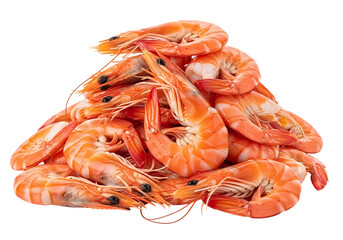 Fresh shrimp pile on black background for seafood concept