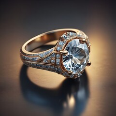 ring features a large center stone and diamond 