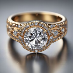  ring features a large center stone and diamond 