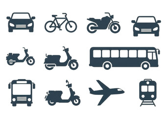 Naklejka premium Transportation icons isolated on transparent background