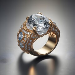  ring features a large center stone and diamond 