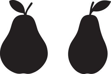 Silhouettes of Two Pears Isolated on Transparent Background