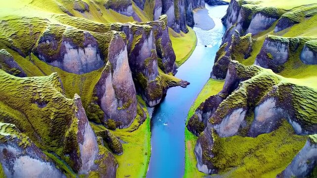 Aerial View of Fja?r?rglj?fur Canyon in Iceland