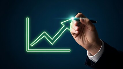 Business progress and success with rising line graph
