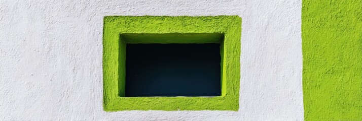 緑の窓と白い壁の組み合わせ