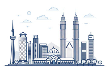 Naklejka premium Minimal vector of Kuala Lumpur skyline