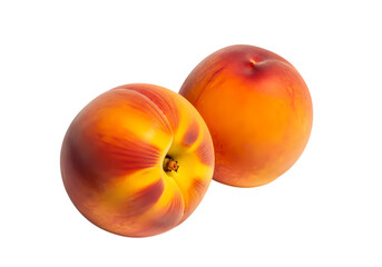 Two ripe peaches on black background