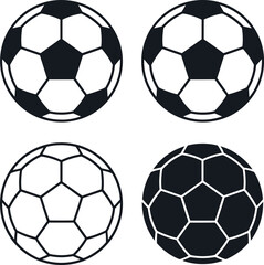 Obraz premium Soccer, ball, football, vector, icons, set, sports, game, equipment, collection, black, white, pattern, classic, design, competition, league, isolated, athletic, graphic,