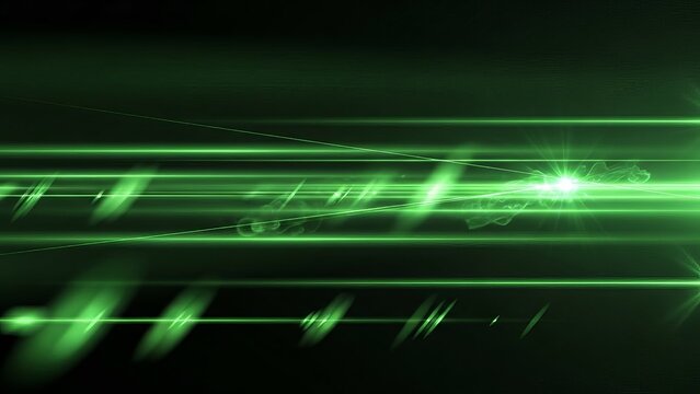 A high-speed vehicle zooms past, leaving green light trails on a dark road at night from a close-up viewpoint. - Powered by Adobe