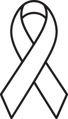 Awareness Ribbon Line Art, Coloring Book Page Vector Illustration