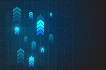 Digital Upward Arrows on Grid  Technology Growth Background