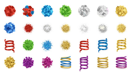 Collection of colorful party hats and decorations